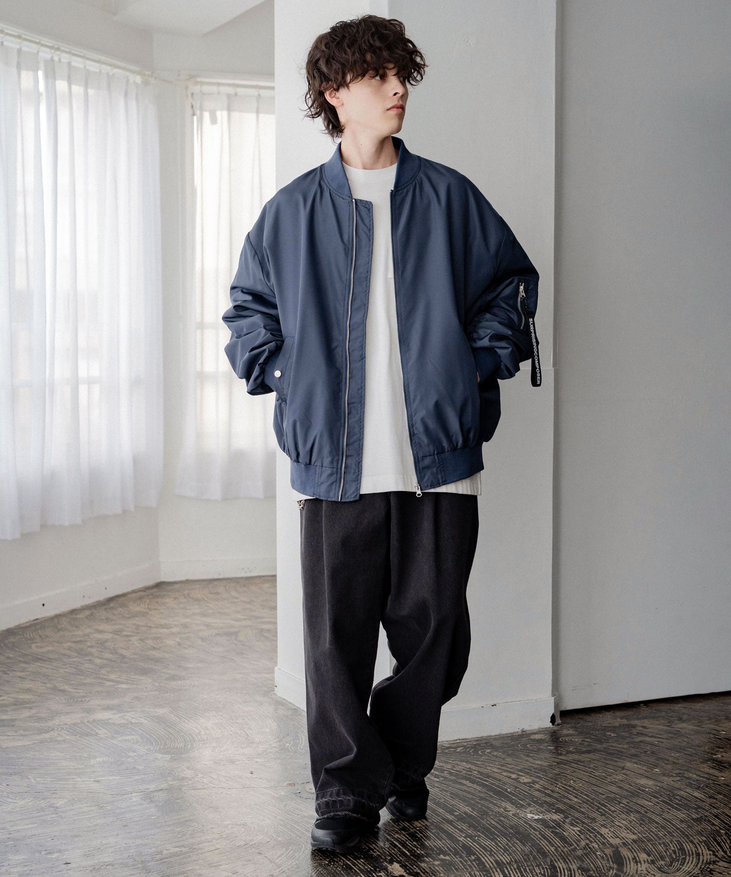 新色追加 ポリDEWSPO オーバーサイズMA-1フライトジャケット/撥水加工ミリタリーブルゾン 15293