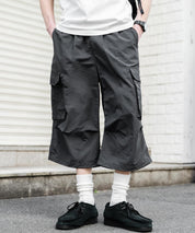 UMBRO アンブロ 別注コラボ 膝下丈 ワンポイントロゴ刺繍ナイロンワイドカーゴハーフパンツ 15348