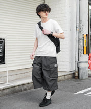 UMBRO アンブロ 別注コラボ 膝下丈 ワンポイントロゴ刺繍ナイロンワイドカーゴハーフパンツ 15348