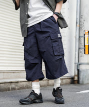 UMBRO アンブロ 別注コラボ 膝下丈 ワンポイントロゴ刺繍ナイロンワイドカーゴハーフパンツ 15348