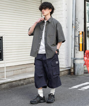 UMBRO アンブロ 別注コラボ 膝下丈 ワンポイントロゴ刺繍ナイロンワイドカーゴハーフパンツ 15348