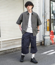 UMBRO アンブロ 別注コラボ 膝下丈 ワンポイントロゴ刺繍ナイロンワイドカーゴハーフパンツ 15348