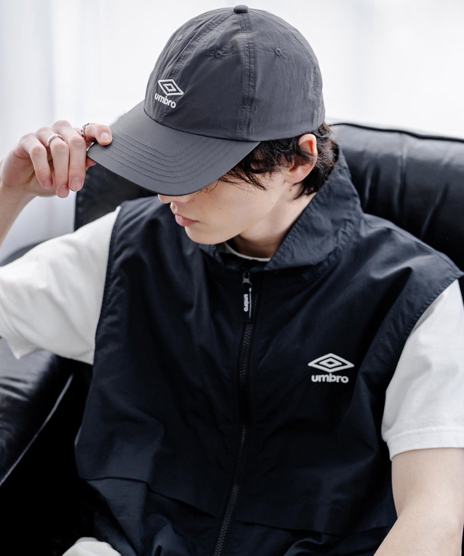 UMBRO 別注コラボ ワンポインロゴ刺繍ナイロンバンジーキャップ 15351