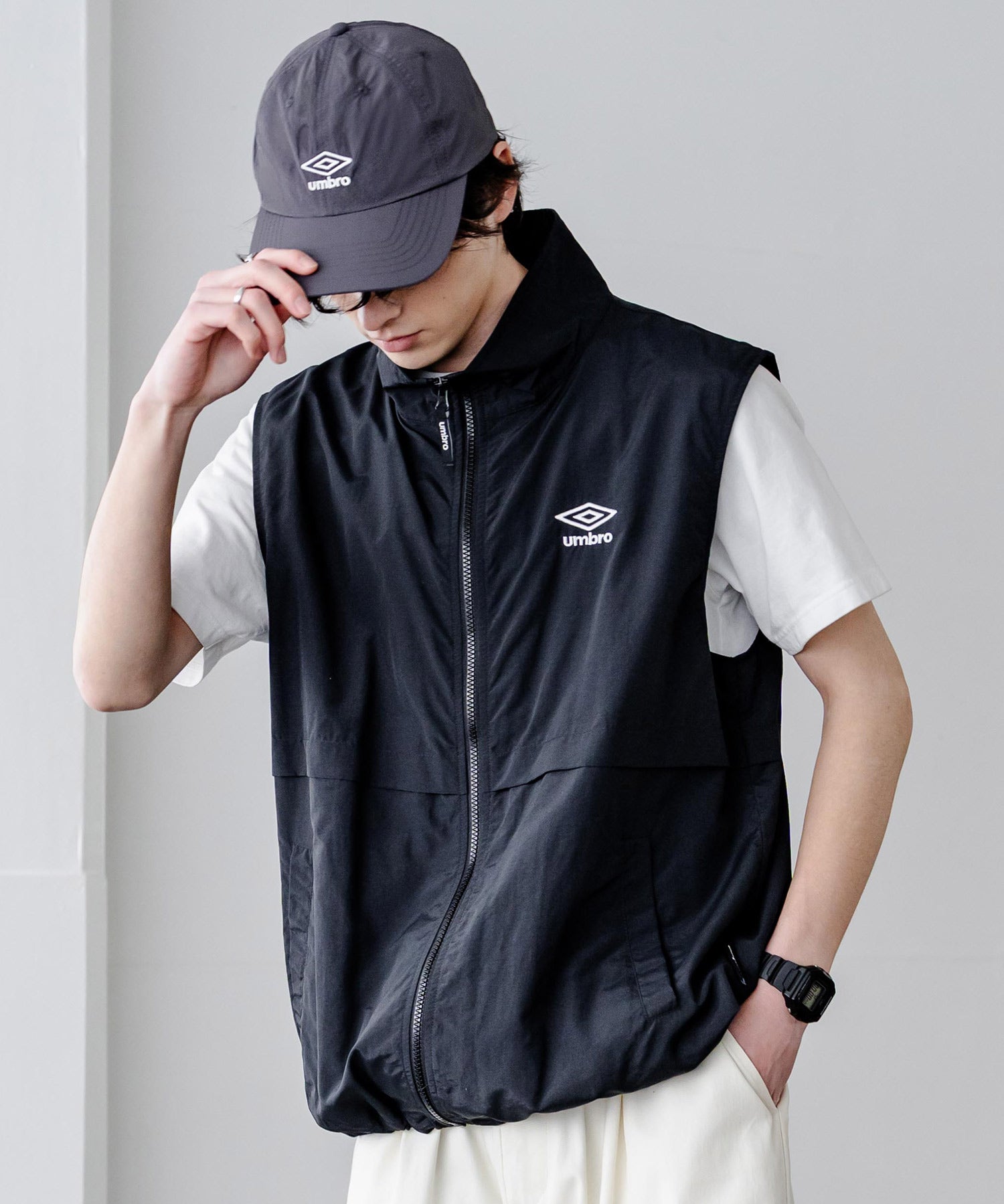 UMBRO 別注コラボ ワンポインロゴ刺繍ナイロンバンジーキャップ	15351