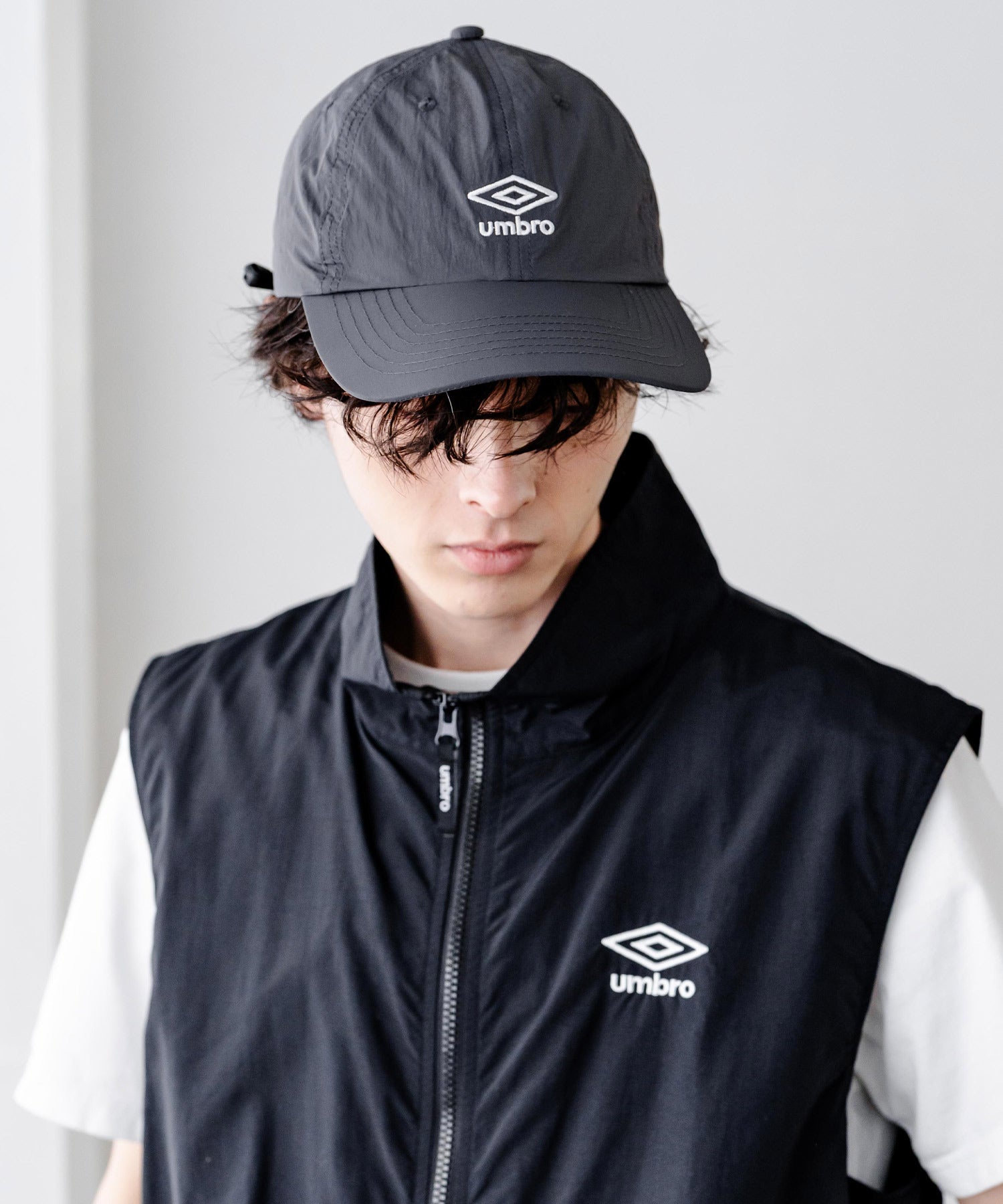 UMBRO 別注コラボ ワンポインロゴ刺繍ナイロンバンジーキャップ 15351