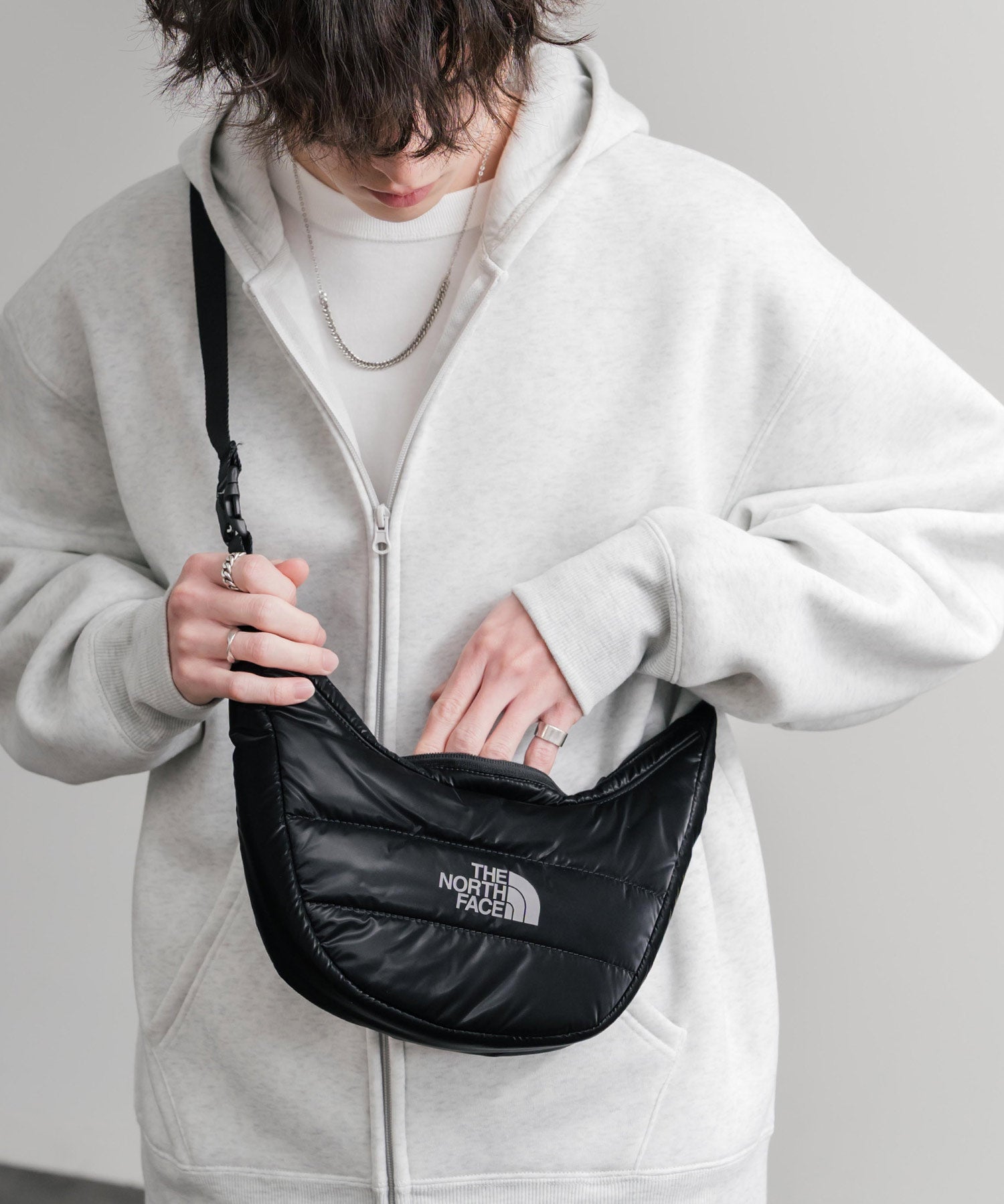 日本未展開モデル WHITE LABE THE NORTH FACE NEW HOBO BAG MINI 2WAYキルティングショルダーハンドミニバッグ 15362