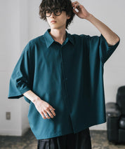 接触冷感 とろみビッグシルエットドルマン半袖シャツ 15365