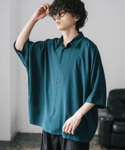接触冷感 とろみビッグシルエットドルマン半袖シャツ 15365