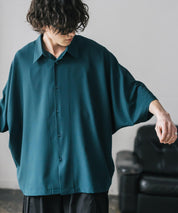 接触冷感 とろみビッグシルエットドルマン半袖シャツ 15365