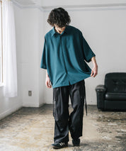 接触冷感 とろみビッグシルエットドルマン半袖シャツ 15365