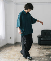 接触冷感 とろみビッグシルエットドルマン半袖シャツ 15365