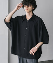 接触冷感 とろみビッグシルエットドルマン半袖シャツ 15365