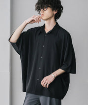 接触冷感 とろみビッグシルエットドルマン半袖シャツ 15365