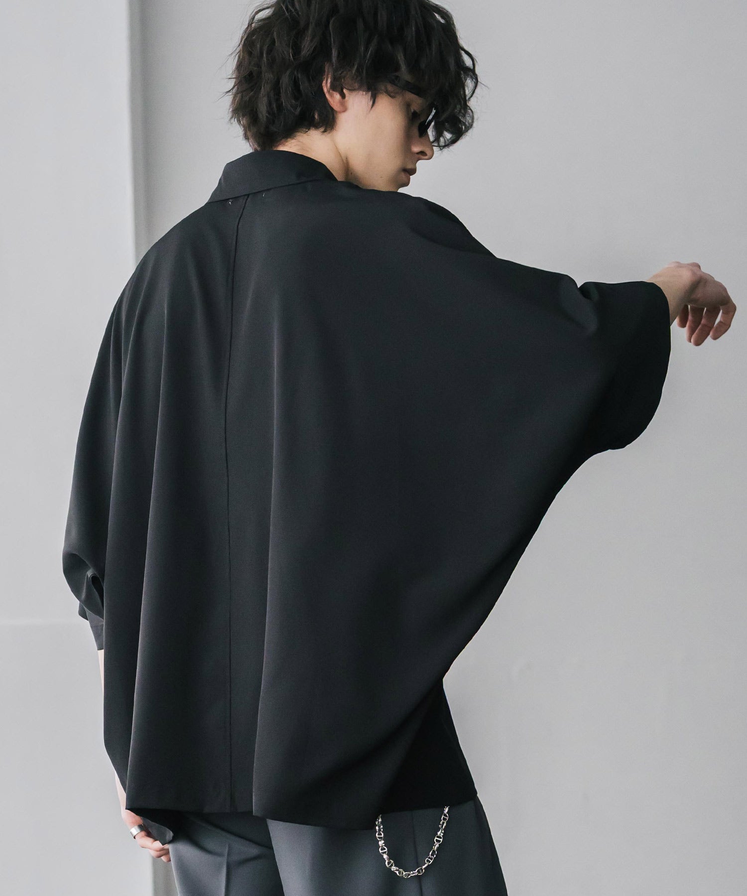 接触冷感 とろみビッグシルエットドルマン半袖シャツ 15365