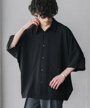 接触冷感 とろみビッグシルエットドルマン半袖シャツ 15365