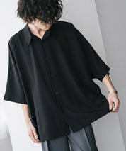接触冷感 とろみビッグシルエットドルマン半袖シャツ 15365