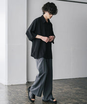 接触冷感 とろみビッグシルエットドルマン半袖シャツ 15365