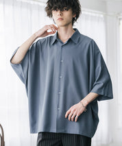 接触冷感 とろみビッグシルエットドルマン半袖シャツ 15365