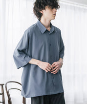 接触冷感 とろみビッグシルエットドルマン半袖シャツ 15365