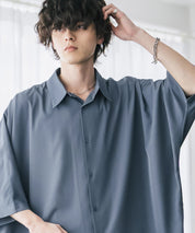 接触冷感 とろみビッグシルエットドルマン半袖シャツ 15365