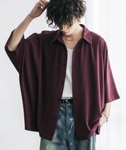 接触冷感 とろみビッグシルエットドルマン半袖シャツ 15365