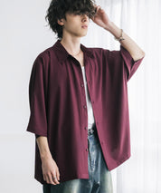 接触冷感 とろみビッグシルエットドルマン半袖シャツ 15365