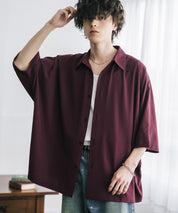 接触冷感 とろみビッグシルエットドルマン半袖シャツ 15365