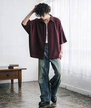 接触冷感 とろみビッグシルエットドルマン半袖シャツ 15365