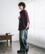 接触冷感 とろみビッグシルエットドルマン半袖シャツ 15365