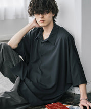接触冷感 とろみビッグシルエットドルマン半袖シャツ 15365