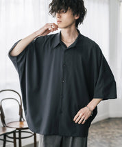 接触冷感 とろみビッグシルエットドルマン半袖シャツ 15365