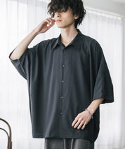 接触冷感 とろみビッグシルエットドルマン半袖シャツ 15365