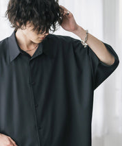 接触冷感 とろみビッグシルエットドルマン半袖シャツ 15365