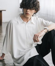 接触冷感 とろみビッグシルエットドルマン半袖シャツ 15365