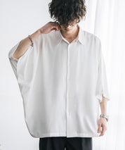 接触冷感 とろみビッグシルエットドルマン半袖シャツ 15365