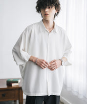 接触冷感 とろみビッグシルエットドルマン半袖シャツ 15365