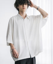 接触冷感 とろみビッグシルエットドルマン半袖シャツ 15365