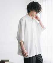 接触冷感 とろみビッグシルエットドルマン半袖シャツ 15365