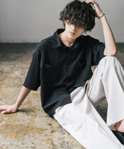 接触冷感 オーバーサイズとろみショート丈半袖シャツ/短丈ハーフスリーブシャツ 15366