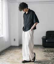 接触冷感 オーバーサイズとろみショート丈半袖シャツ/短丈ハーフスリーブシャツ 15366