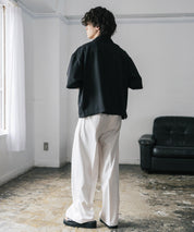 接触冷感 オーバーサイズとろみショート丈半袖シャツ/短丈ハーフスリーブシャツ 15366