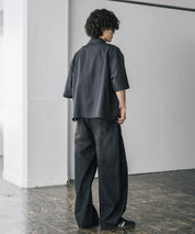 接触冷感 オーバーサイズとろみショート丈半袖シャツ/短丈ハーフスリーブシャツ 15366