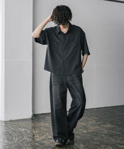 接触冷感 オーバーサイズとろみショート丈半袖シャツ/短丈ハーフスリーブシャツ 15366