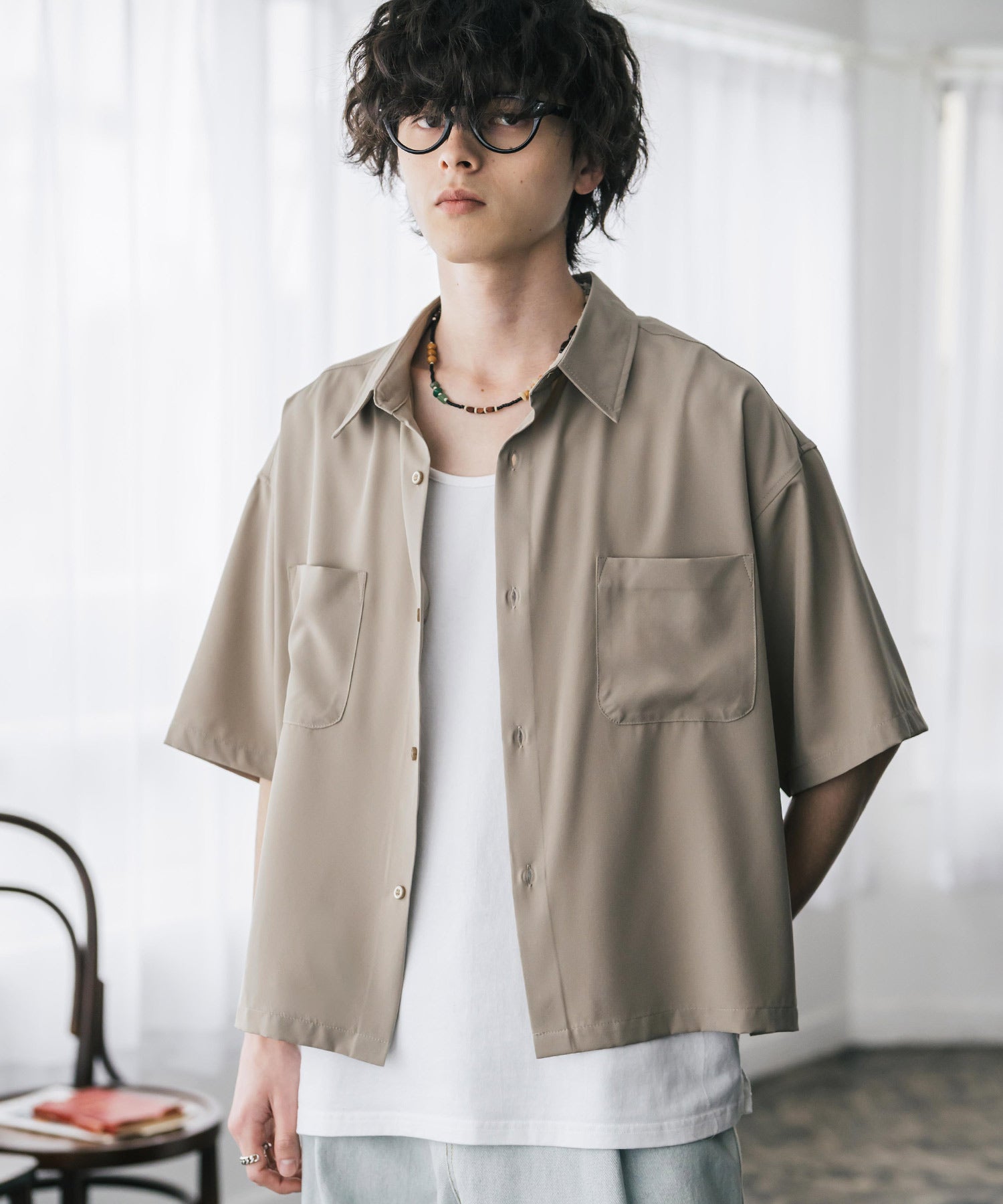 短丈ハーフスリーブシャツ 15366