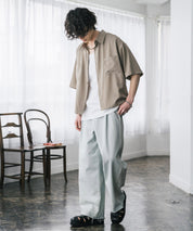 接触冷感 オーバーサイズとろみショート丈半袖シャツ/短丈ハーフスリーブシャツ 15366