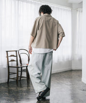 接触冷感 オーバーサイズとろみショート丈半袖シャツ/短丈ハーフスリーブシャツ 15366