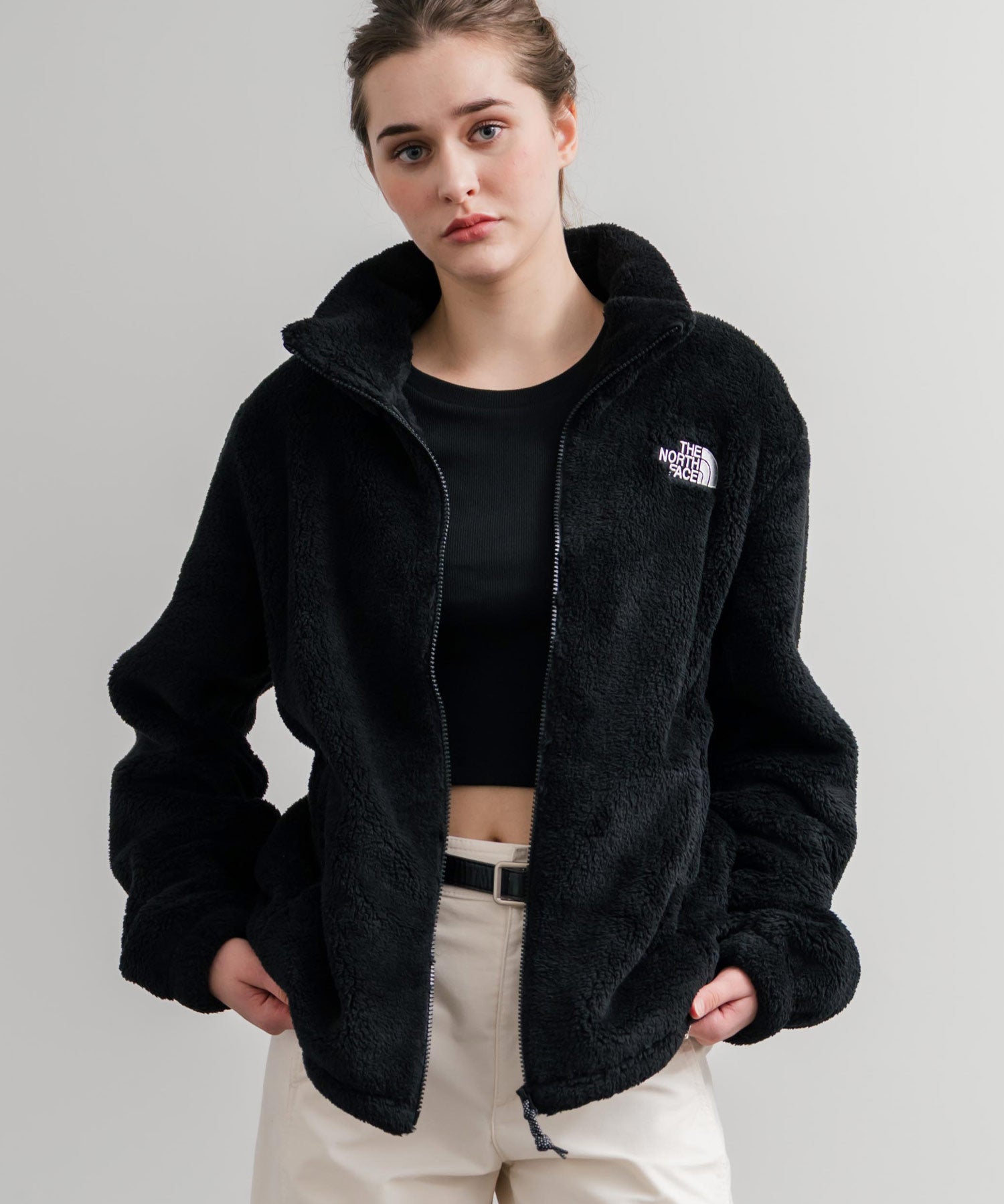 日本未展開モデル THE NORTH FACE ザ・ノースフェイス WHITE LABEL ホワイトレーベル COMFY ALPHA FLEECE ZIP UP ワンポイントロゴ刺繍ボアジャケット 15367