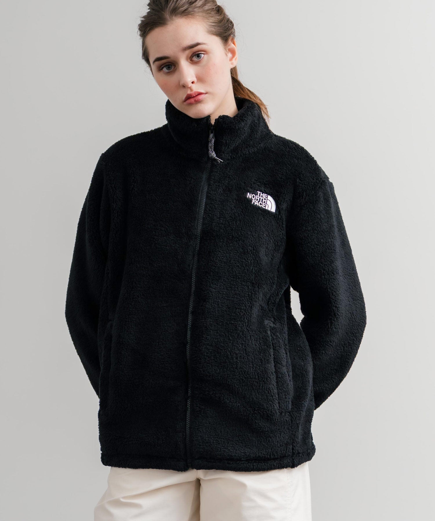 日本未展開モデル THE NORTH FACE ザ・ノースフェイス WHITE LABEL ホワイトレーベル COMFY ALPHA FLEECE ZIP UP ワンポイントロゴ刺繍ボアジャケット 15367
