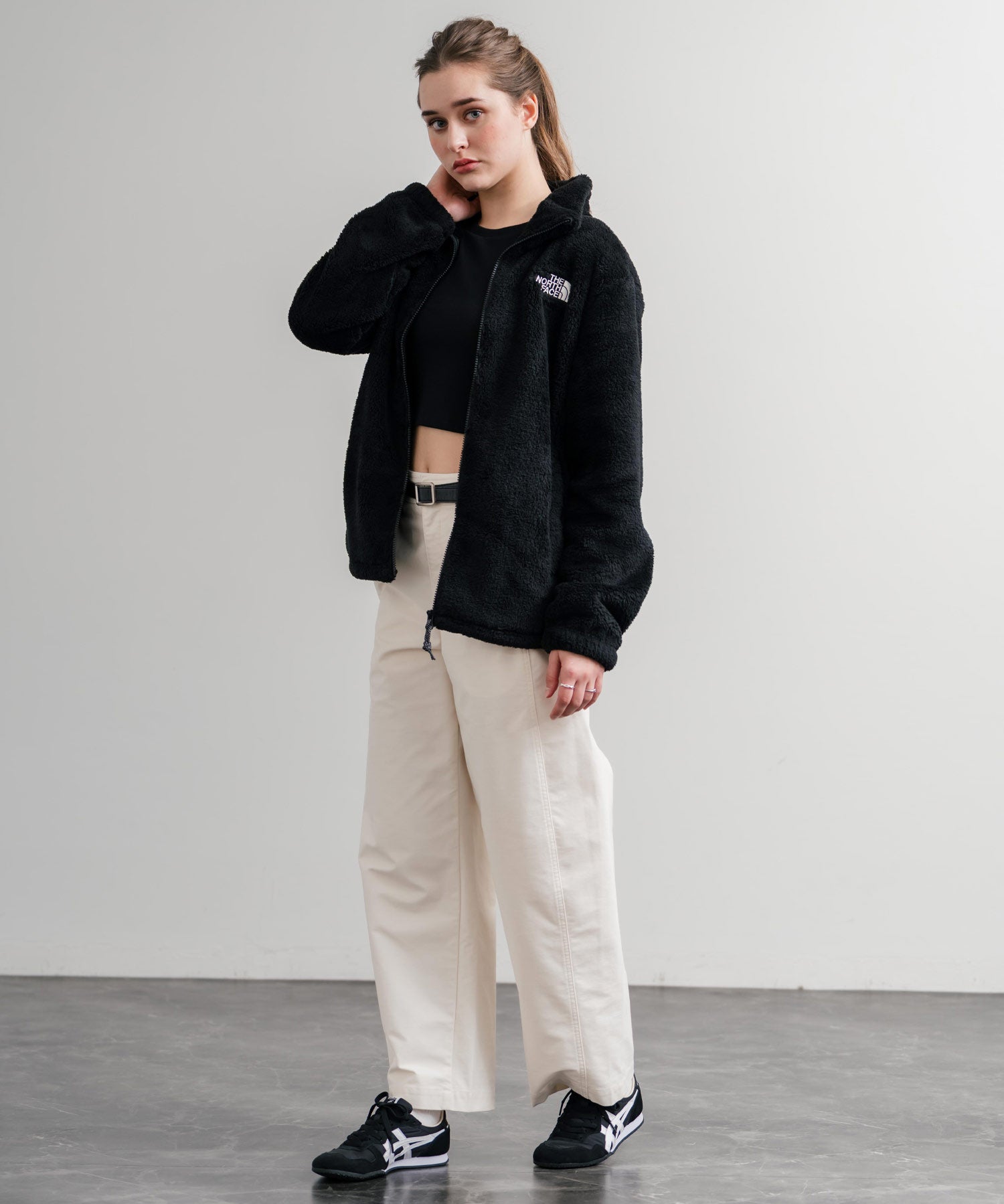 日本未展開モデル THE NORTH FACE ザ・ノースフェイス WHITE LABEL ホワイトレーベル COMFY ALPHA FLEECE ZIP UP ワンポイントロゴ刺繍ボアジャケット 15367
