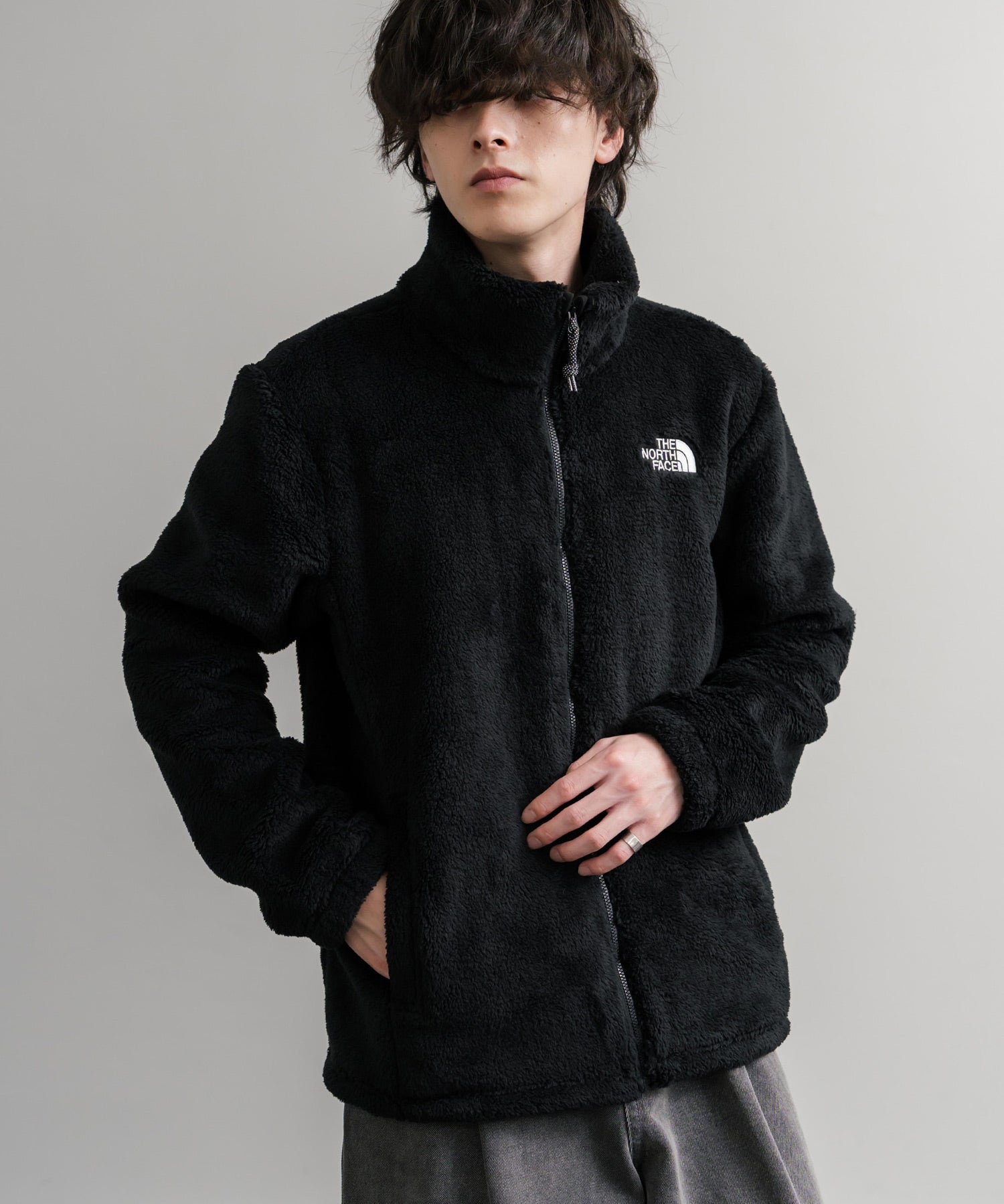 日本未展開モデル THE NORTH FACE ザ・ノースフェイス WHITE LABEL ホワイトレーベル COMFY ALPHA FLEECE ZIP UP ワンポイントロゴ刺繍ボアジャケット 15367